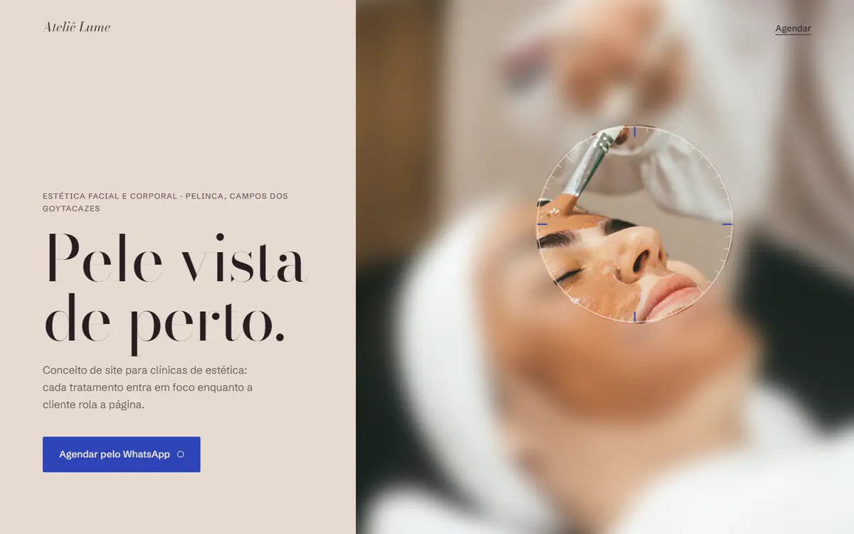 Conceito de site para clínica de estética no computador